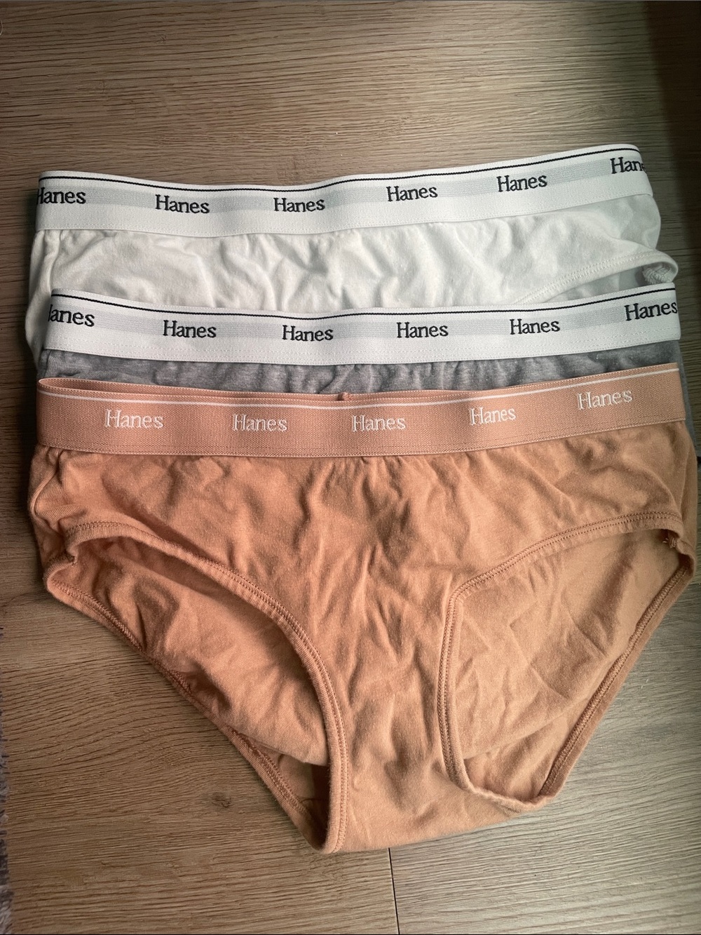 Hanes 3-Pack Briefs in White, Gray, and Tan